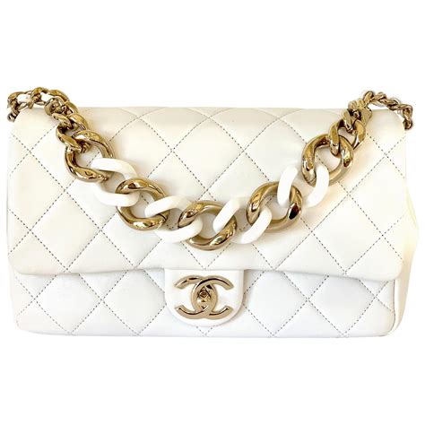 chanel flap phone holder with chain white|chanel purse with chain strap.